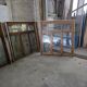 4 old solid oak windows from the early 20th century