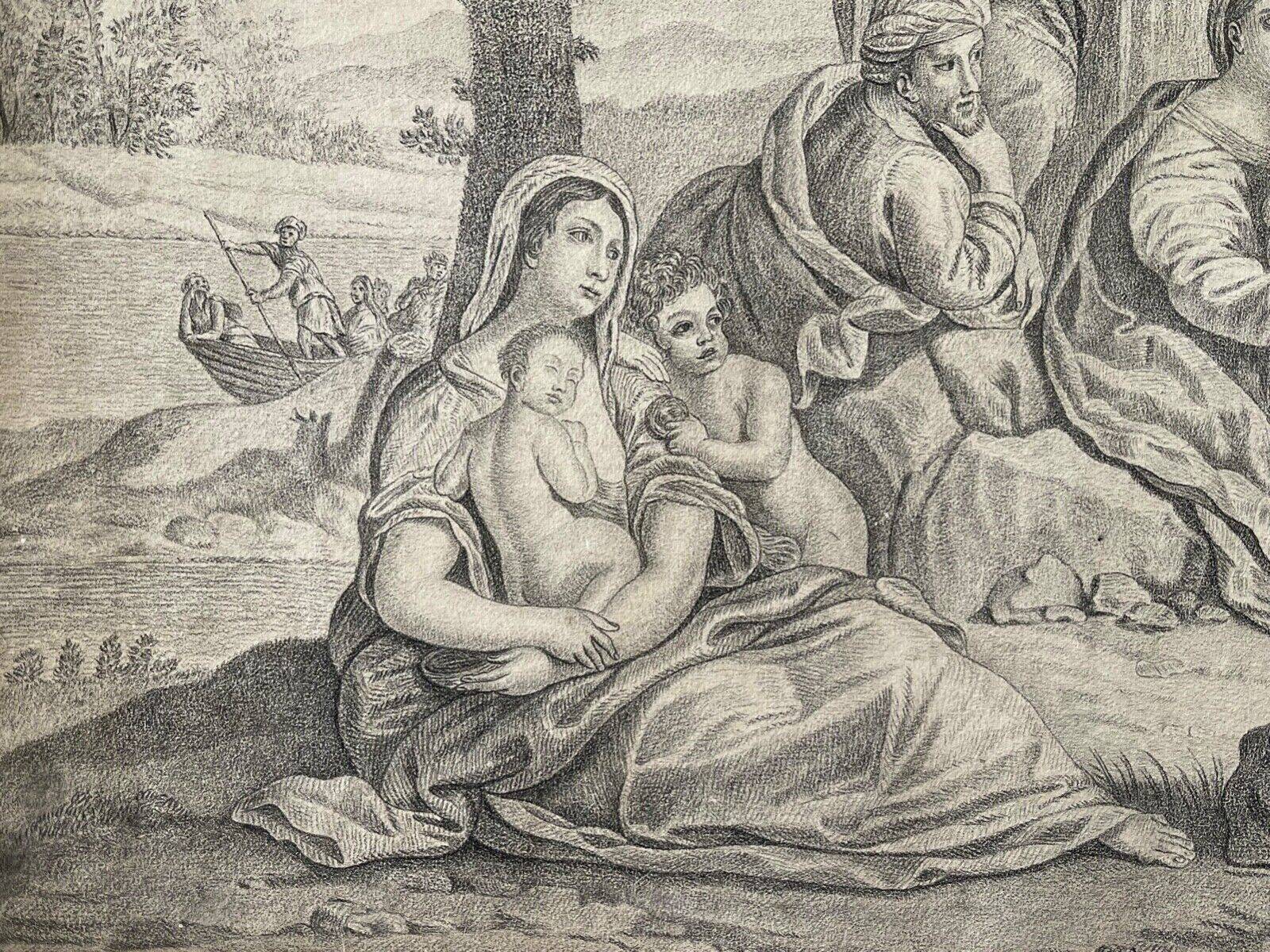 The preaching of Saint John the Baptist Rare three virgins and child golden number