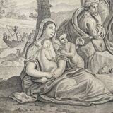 The preaching of Saint John the Baptist Rare three virgins and child golden number