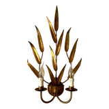 2-light leaf wall lights in gold metal