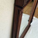 Henri II overmantel fireplace mirror in solid walnut.