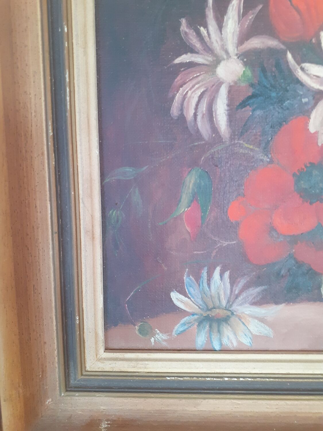 Tableau bouquet de coquelicots bleuets et marguerites