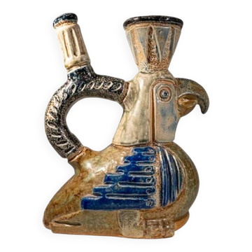 Vase sculpture zoomorphe "oiseau incas n°3225" en grès, 1950