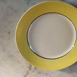 6 flat plates Orchies Moulin des loups jaunes with black edging