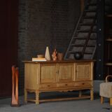 Brutalist Danish enfilade from the mid-century in oak by Henning Kjærnulf, 1960s.