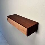 Vintage floating commode in teak and beech wood from the 1960s.