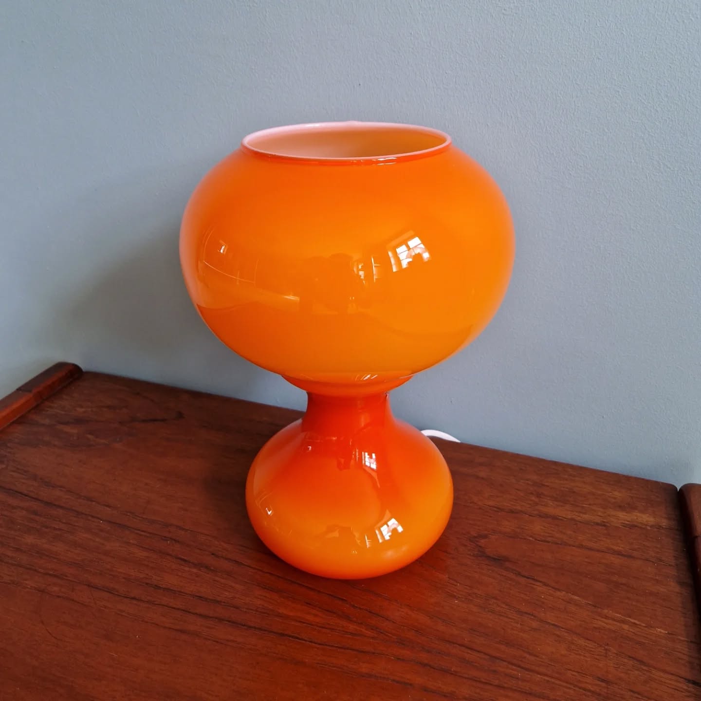 Space Age table lamp in orange glass, Massive, 1960