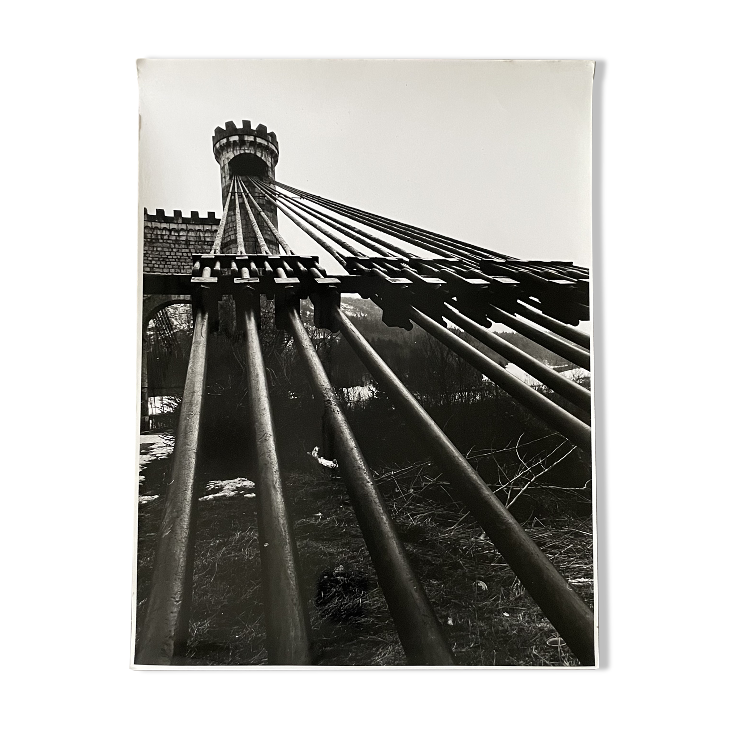 Photograph black and white silver print circa 1970 architecture