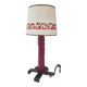 Vintage 1950s table lamp in black leather & burgundy 50s dlg Jacques Adnet r