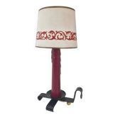 Lampe de table vintage 1950 en cuir noir & bordeaux 50s dlg jacques adnet r