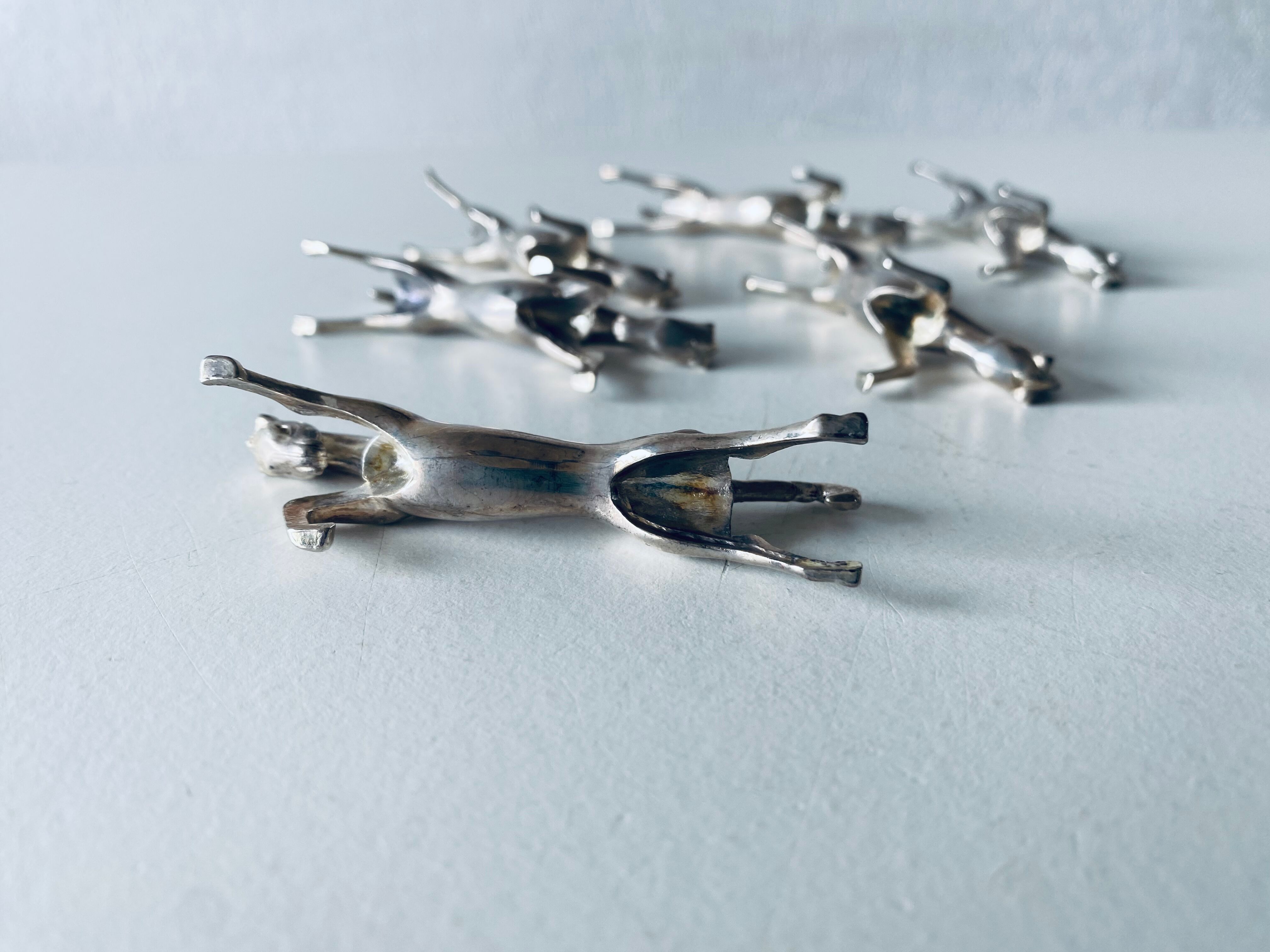 6 knife holders art deco horses