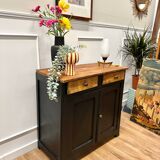 Parisian black and wood sideboard