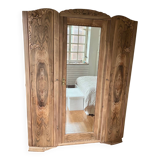 Vintage Art Deco wardrobe in raw wood