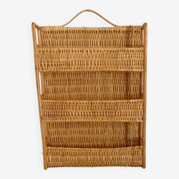 Vintage wicker and rattan shelf