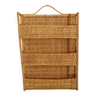 Vintage wicker and rattan shelf