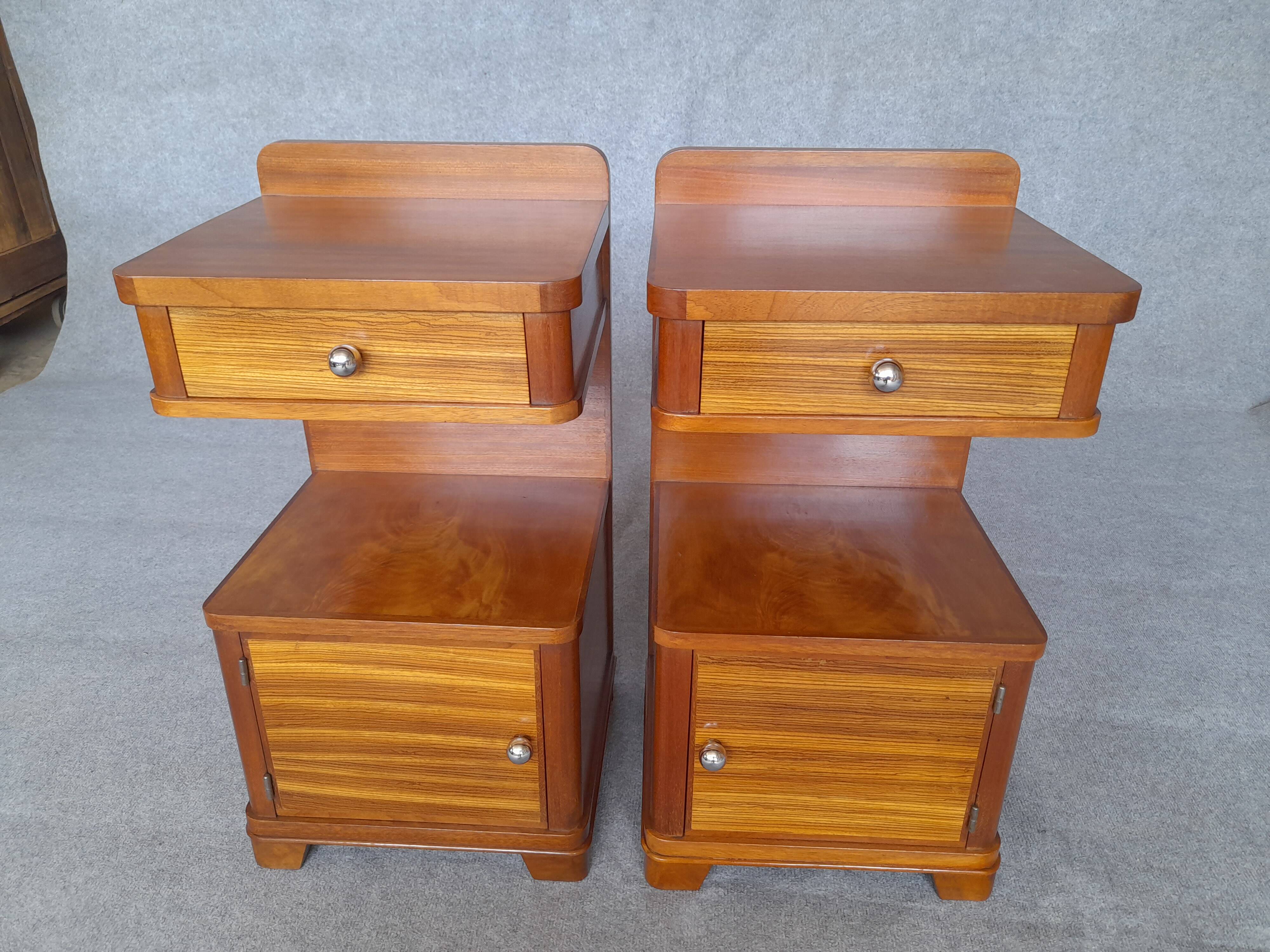 Art Deco bedside tables in pairs