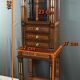 Rare small marquetry display cabinet, louis xvi style – mid 19th century