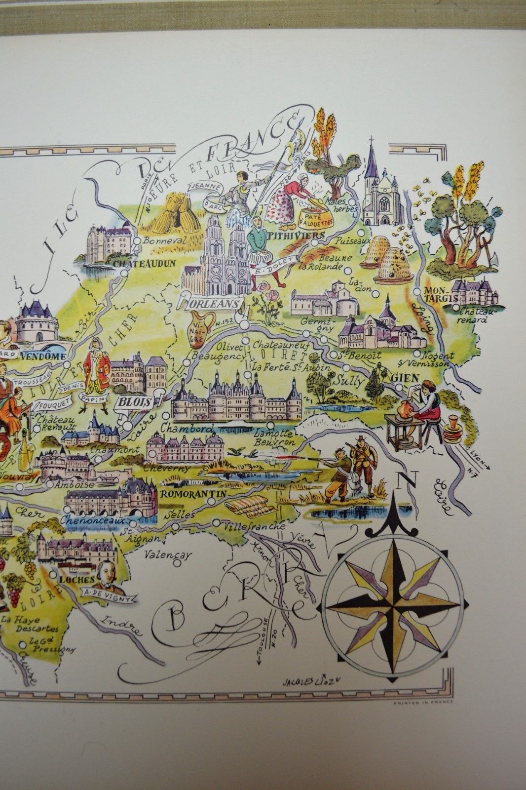 Map of the Dde illustrated region of France Jacques Liozu Loire Valley