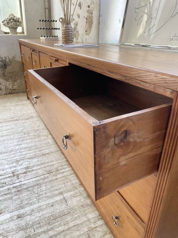 Meuble de métier chêne doré XXL années 50