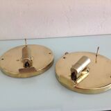 Pair of ice glass and brass wall lights by Limburg / vintage 60s-70s