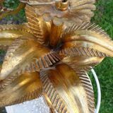 Hans Kogl palm tree chandelier in gilded metal, 3-light palm tree
