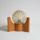 Textured glass ball space age lamp wooden table lamp, 1970s