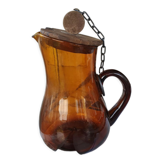 Amber glass pitcher