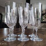 Set of 6 vintage champagne flutes in chiseled crystal