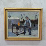 Swedish Artist, Figurative Modern Painting, 1951, Oil on Canvas, Framed