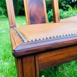 Pair of vintage art deco chairs in wood and camel Skai