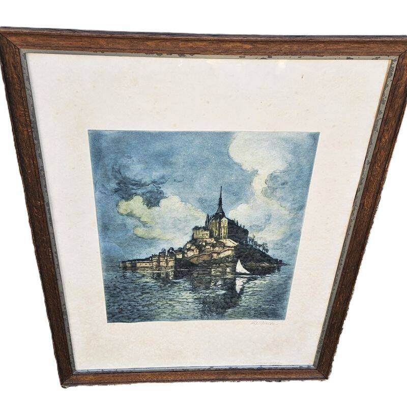 Le Querrec Lithograph Moonlight Effect on Mont Saint Michel 15/350