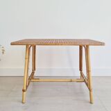 Rattan coffee table with tartan top