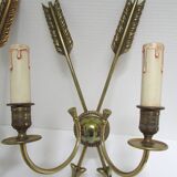 Pair of bronze crossed arrow wall lights Lucien Gau
