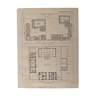 Lithographie plan de ferme et exploitation agricole de 1921