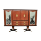 Mahogany pear tree, brass & glass top drawers sideboard from f.lli rigamonti desio, milan, 1940s