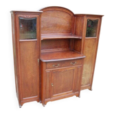 Two-part sideboard from the Art Nouveau period, Nancy School, in speckled mahogany