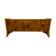 Meuble bar artisanal en bois et céramique orange 1970