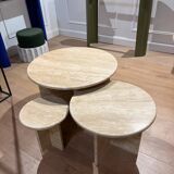Trio of Nesting Coffee Tables x 100% Roman Travertine