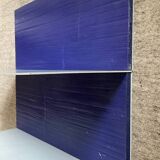 Pair of contemporary shelves in aluminum and stained wood