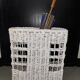White wicker umbrella stand