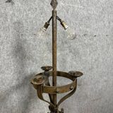 Feudal style lamp post candle holder in cast iron from the 19th century