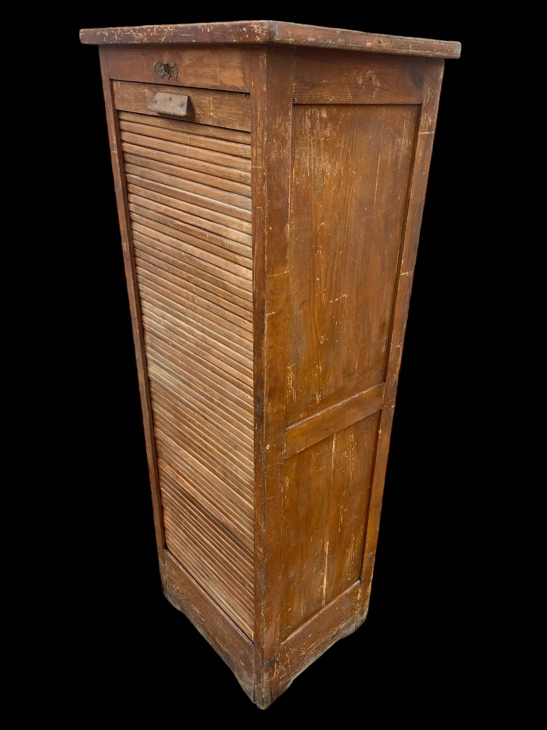 1920s fir curtain file cabinet