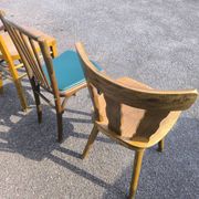 Set of 6 mismatched vintage wooden bistro chairs