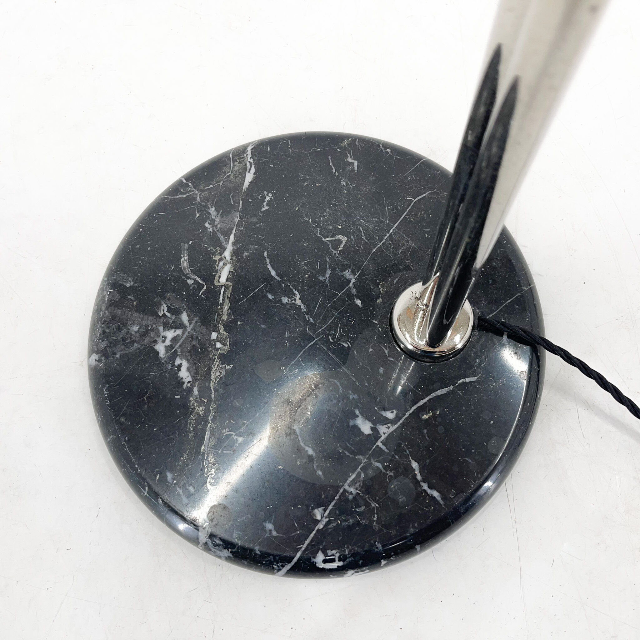 1970's Chrome & Marble Floor Lamp by Bruno Gecchelin for Guzzini, Italy