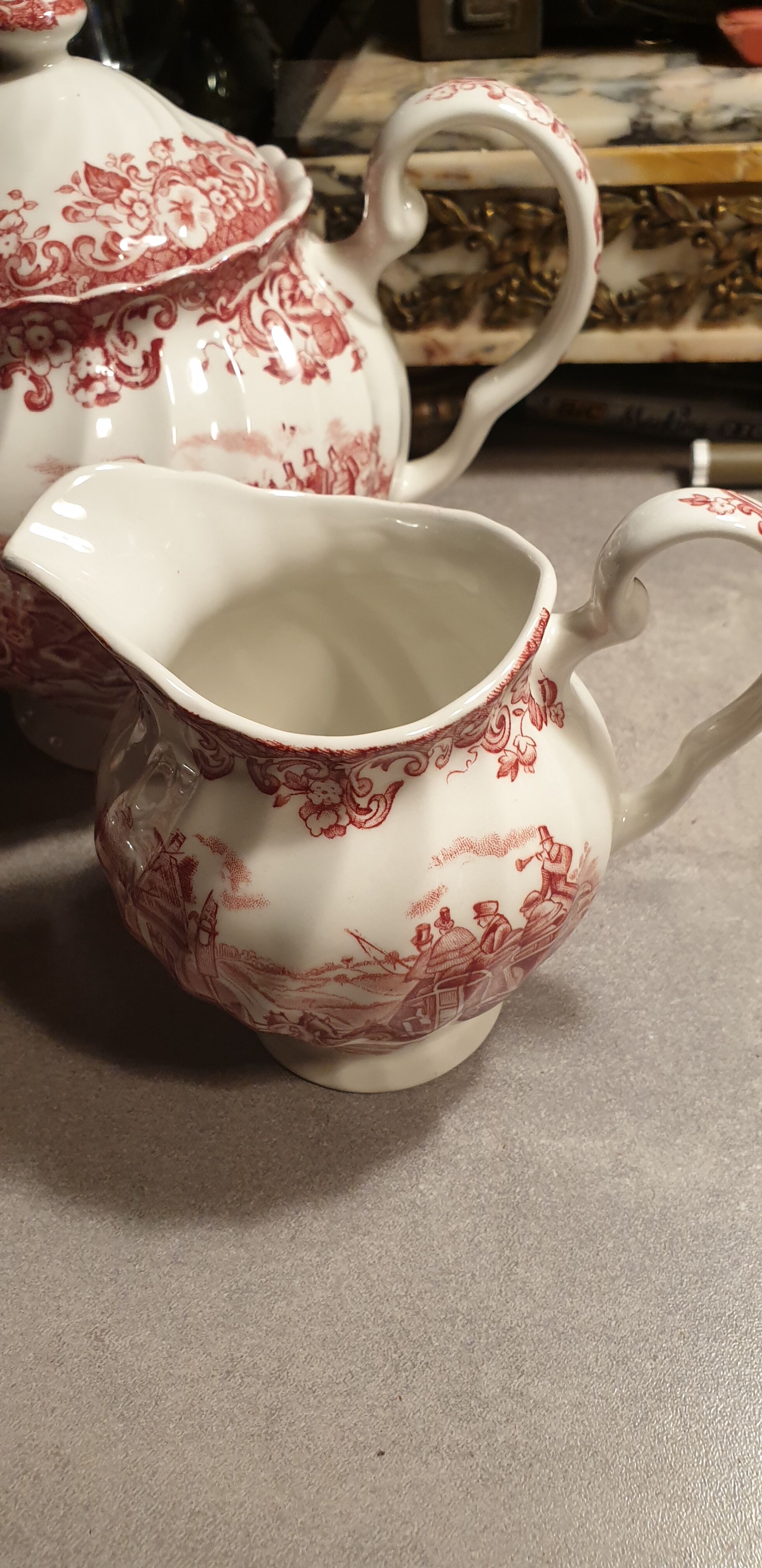 3-piece coffee service, JOHNSON BROS COACHING SCENES