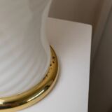 XXL Murano White Opaline Glass Table Lamp, 1970s Mid-Century Swirl, Mouth-Blown Italy