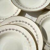 6 opaque porcelain soup plates from Digoin, "Suzy" model