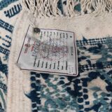 Blue, white and beige margoum rug hand-woven in natural wool