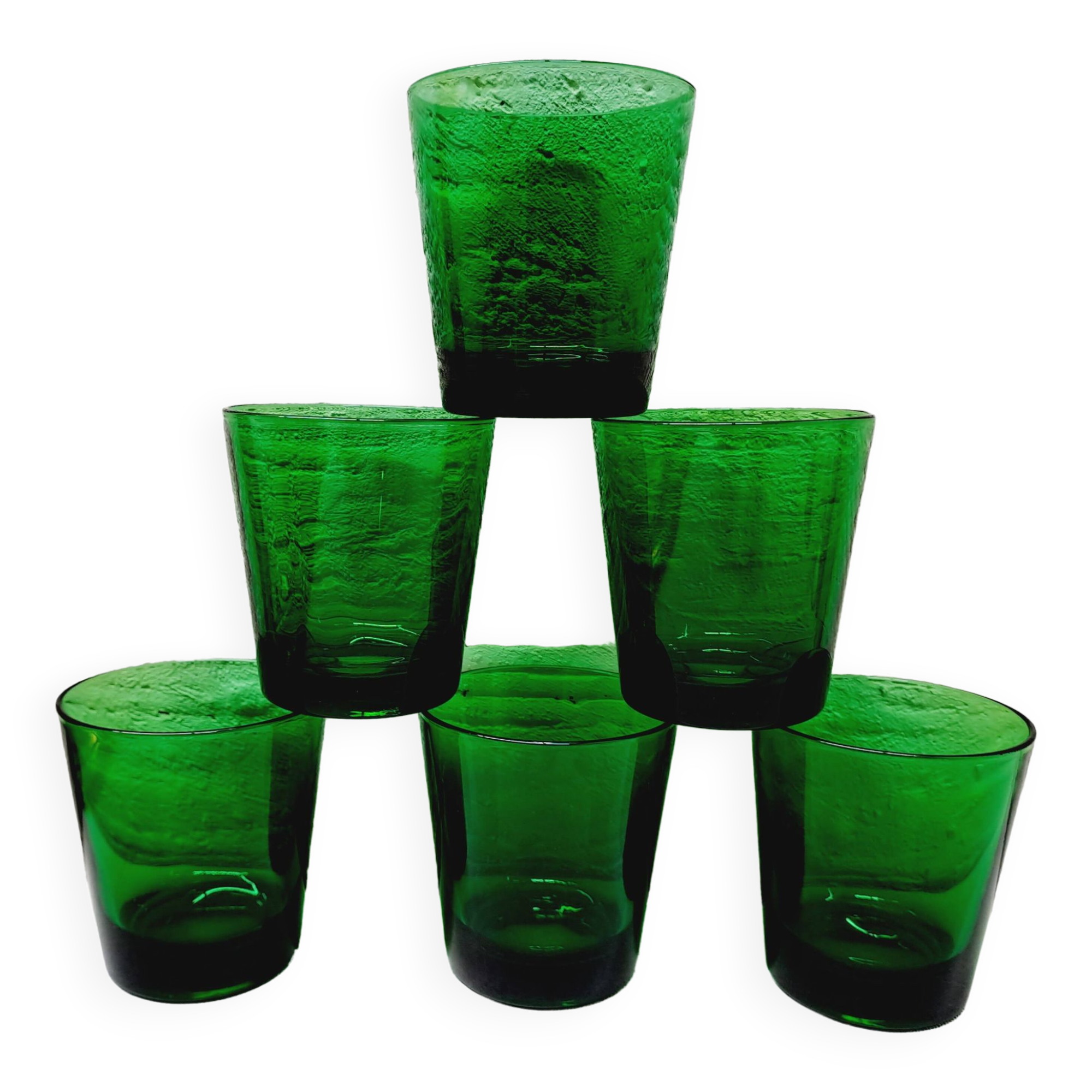 Set of 6 moss green water glasses
