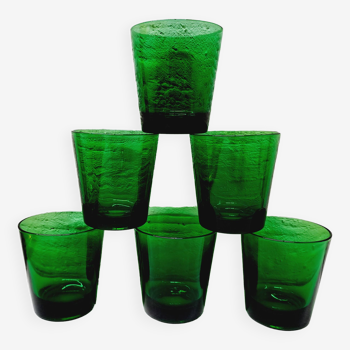 Set of 6 moss green water glasses